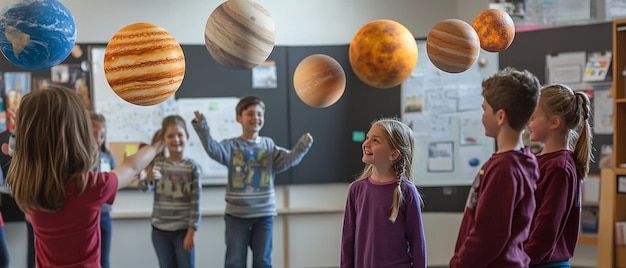 quotStudents with a Solar System Diorama in the Classroomquot