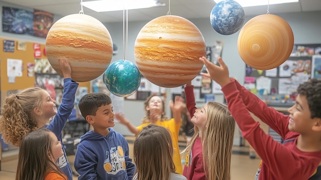 quotStudents with a Solar System Diorama in the Classroomquot