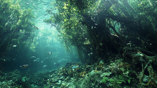 Photo quotsubmerged rainforest a lush dense canopy beneath the waterquot