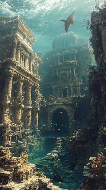 Photo quotsunken ancient city submerged in the depthsquot