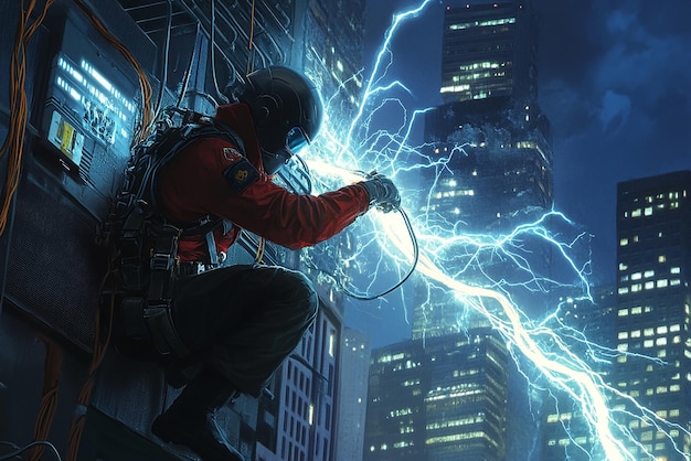 quotSuperheroThemed Electrician in Comic Book Settingquot