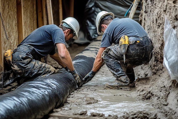 quotTechnicians Preparing a ResinImpregnated Felt Liner for Installationquot