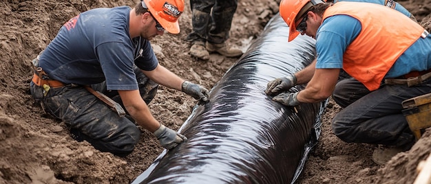 quotTechnicians Preparing a ResinImpregnated Felt Liner for Installationquot