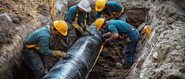 quotTechnicians Preparing a ResinImpregnated Felt Liner for Installationquot