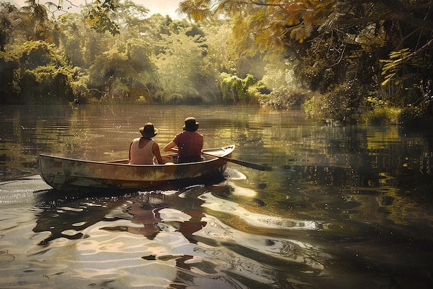 quotTranquil River Boat Ride with Friendsquot