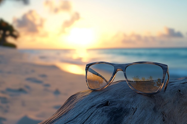 Photo quottrendy sunglasses on a tropical beachquot