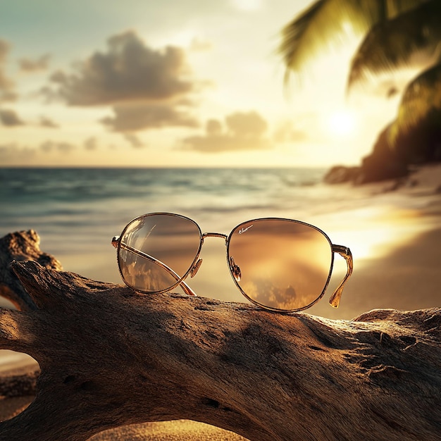 Photo quottrendy sunglasses on a tropical beachquot