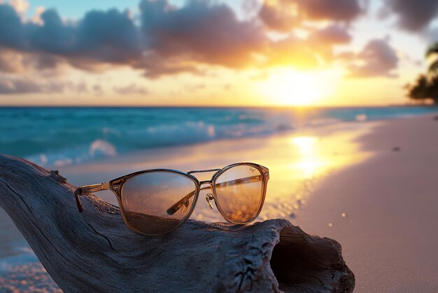 quotTrendy Sunglasses on a Tropical Beachquot