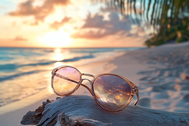 Photo quottrendy sunglasses on a tropical beachquot