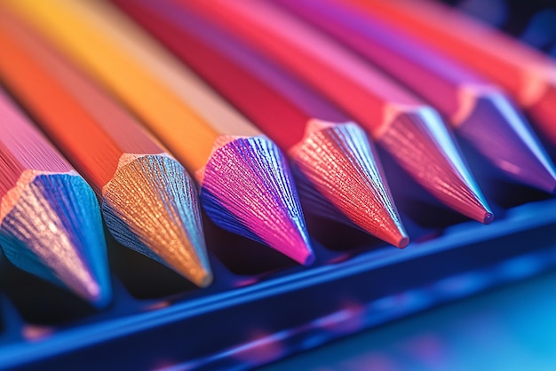 Photo quotultrarealistic closeup of a new colorful pencil setquot