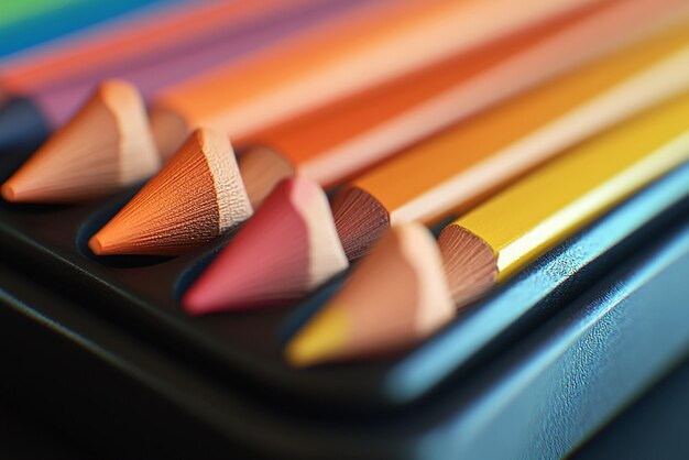 Photo quotultrarealistic closeup of a new colorful pencil setquot