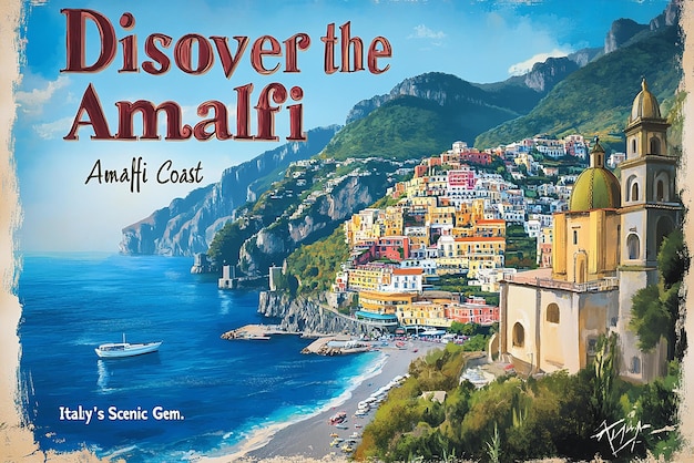 quotUltraRealistic Retro Travel Poster for the Amalfi Coastquot