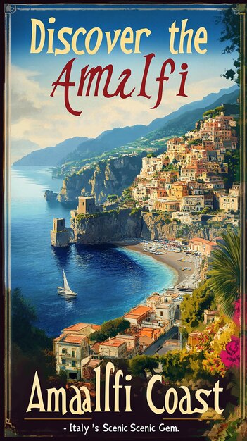 quotUltraRealistic Retro Travel Poster for the Amalfi Coastquot