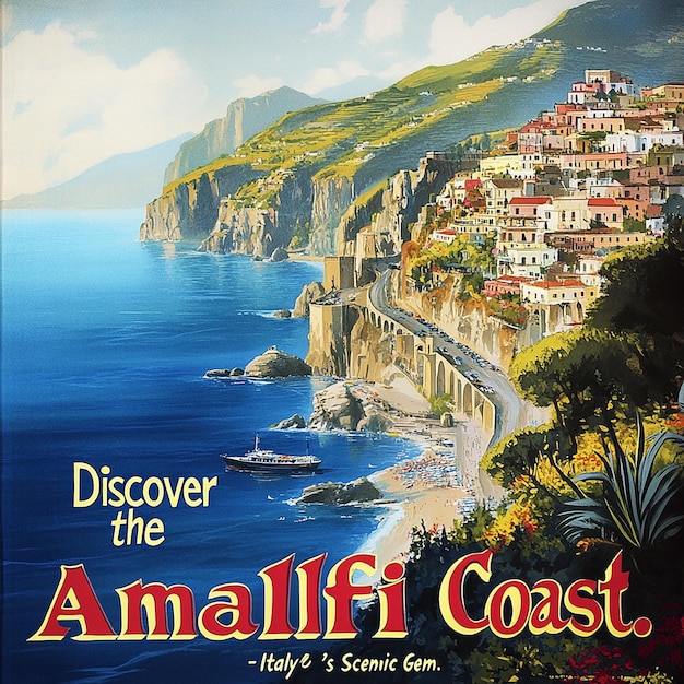 quotUltraRealistic Retro Travel Poster for the Amalfi Coastquot