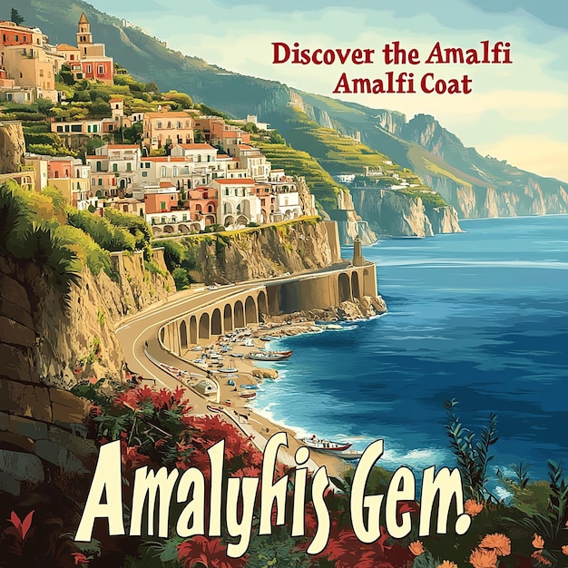 quotUltraRealistic Retro Travel Poster for the Amalfi Coastquot