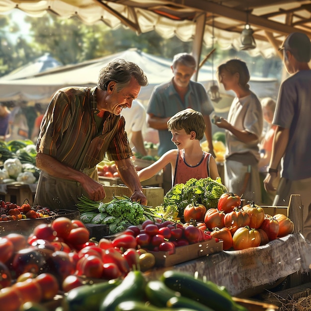 Photo quotvibrant family outing to farmers marketquot