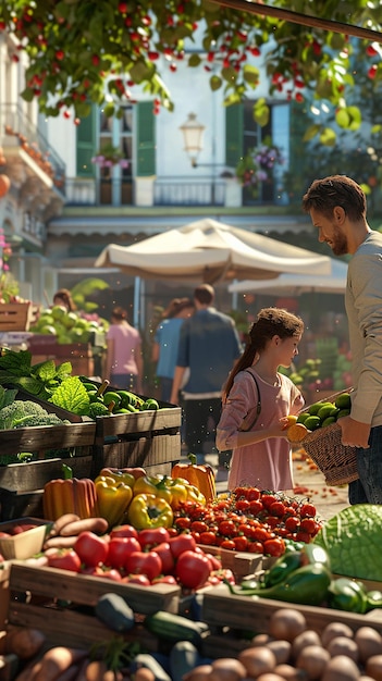 Photo quotvibrant family outing to farmers marketquot