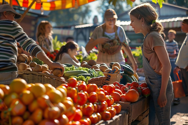 Photo quotvibrant family outing to farmers marketquot