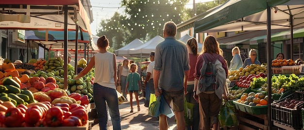 Photo quotvibrant family outing to farmers marketquot