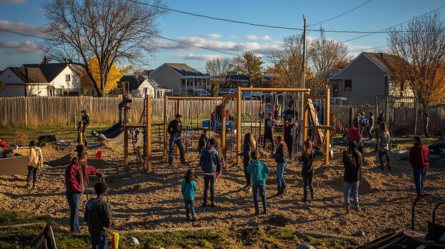 Photo quotvibrant scene of young people actively engagedquot