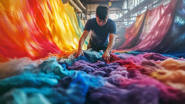 Photo quotvibrant textile dyeing factory interior viewquot