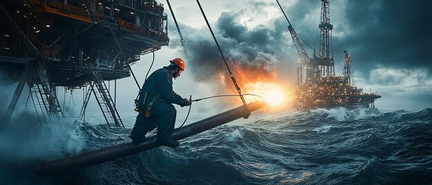 Photo quotwelder repairing ships hull on scaffoldingquot