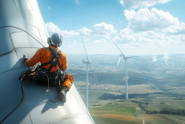 quotWelder on Wind Turbine Blade Hanging from Harnessquot