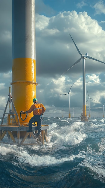 quotWelder Working on Base of Offshore Wind Farmquot