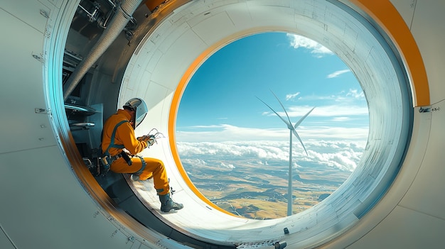 quotWelder Working Inside a Massive Wind Turbinequot