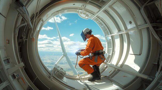 quotWelder Working Inside a Massive Wind Turbinequot