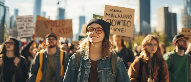 Photo quotyoung activists protesting peacefully with signsquot