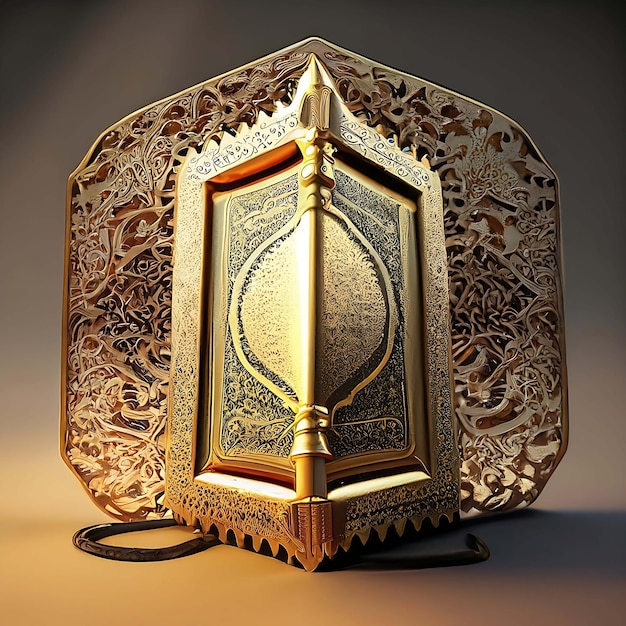 QuranMuslim holy book placed on steampunk