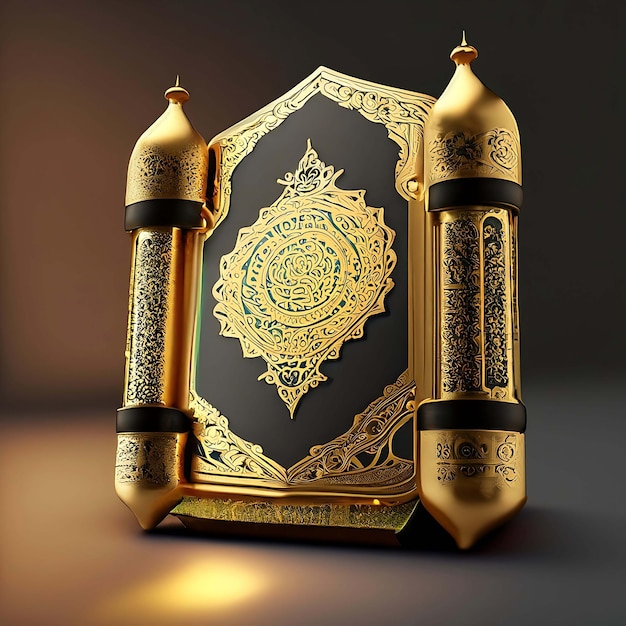 QuranMuslim holy book placed on steampunk