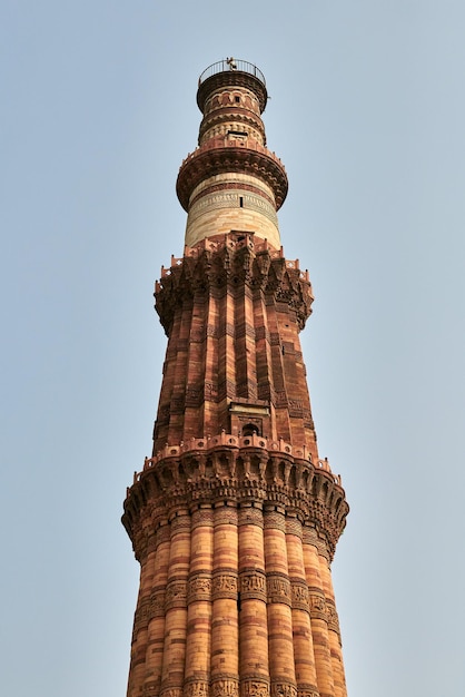 Qutb Minar minaret tower part Qutb complex in South Delhi India big red sandstone minaret tower