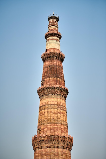 Qutb Minar minaret tower part Qutb complex in South Delhi India big red sandstone minaret tower