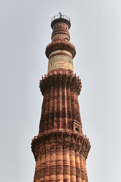 Qutb Minar minaret tower part Qutb complex in South Delhi India big red sandstone minaret tower