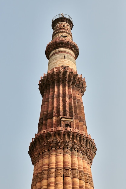 Qutb Minar minaret tower part Qutb complex in South Delhi India big red sandstone minaret tower