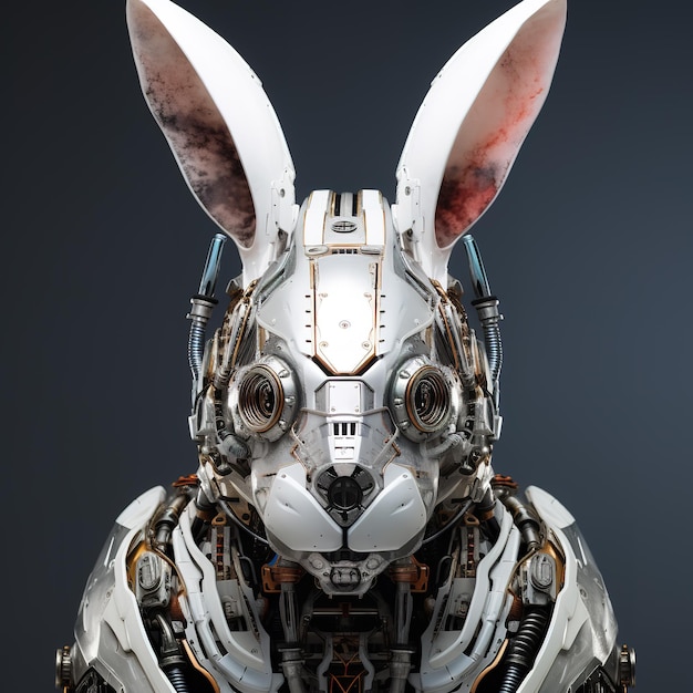 A rabbbit head that is a futuristic machine of the future world Wildlife Animals Illustration Generative AI