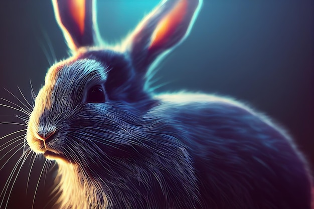 Rabbit animal A Beautiful digital artwork portrait of A rabbit digital art style illustration painting