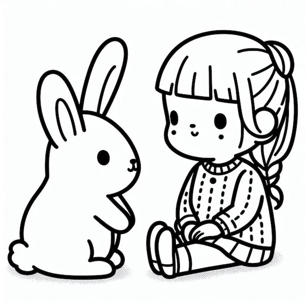 Rabbit coloring page ai generated