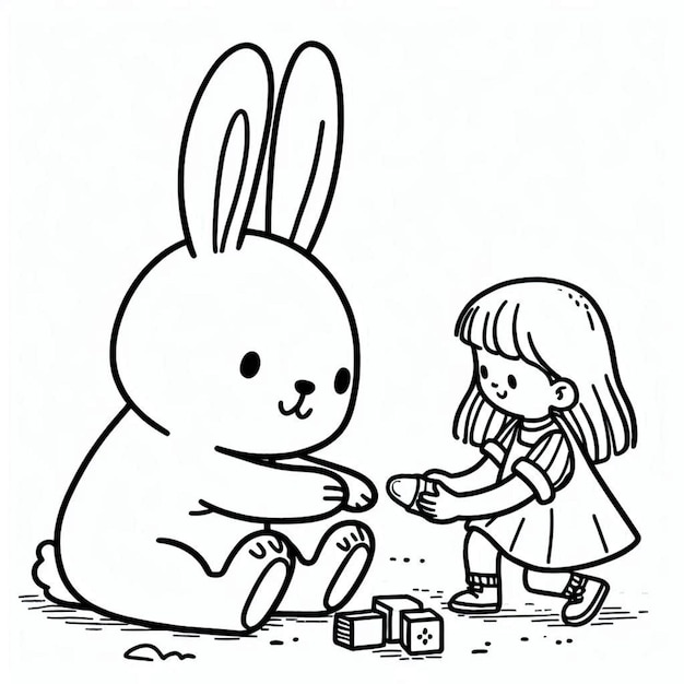 Rabbit coloring page ai generated