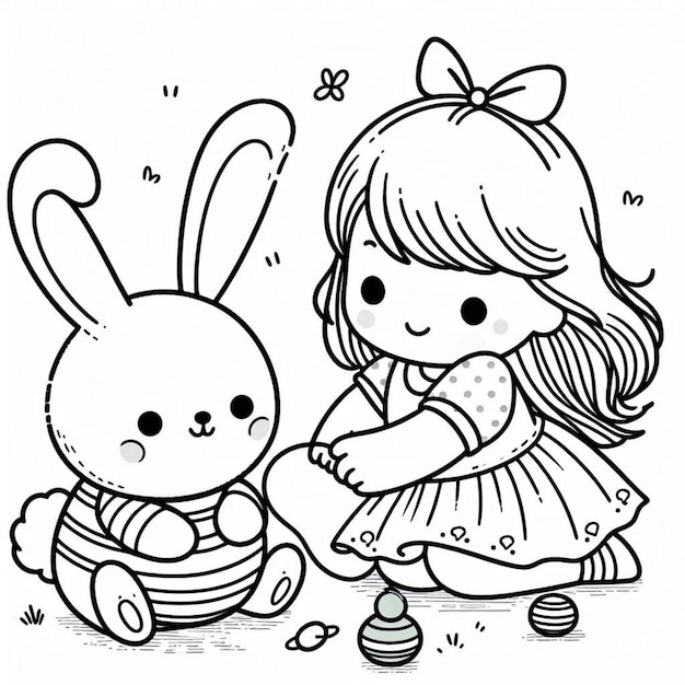 Rabbit coloring page ai generated