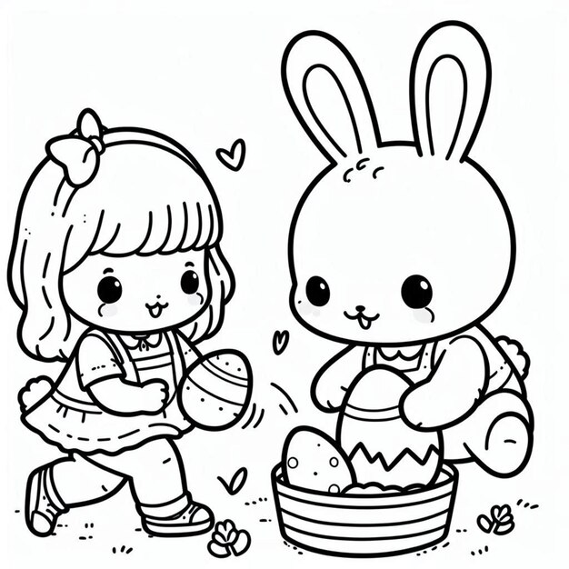 Rabbit coloring page ai generated