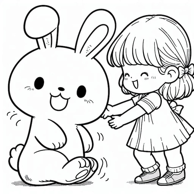 Rabbit coloring page ai generated