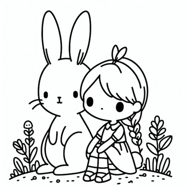 Rabbit coloring page ai generated