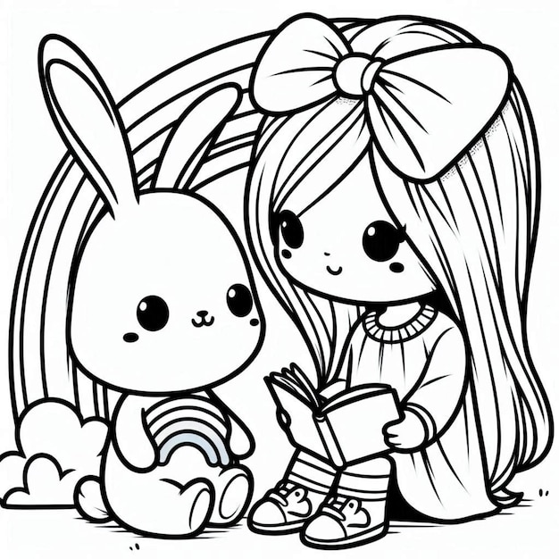 Rabbit coloring page ai generated