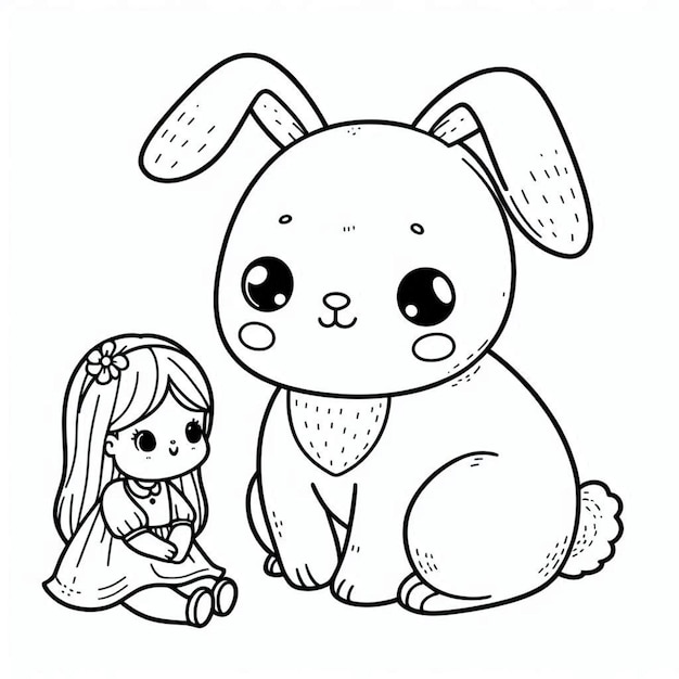 Rabbit coloring page ai generated