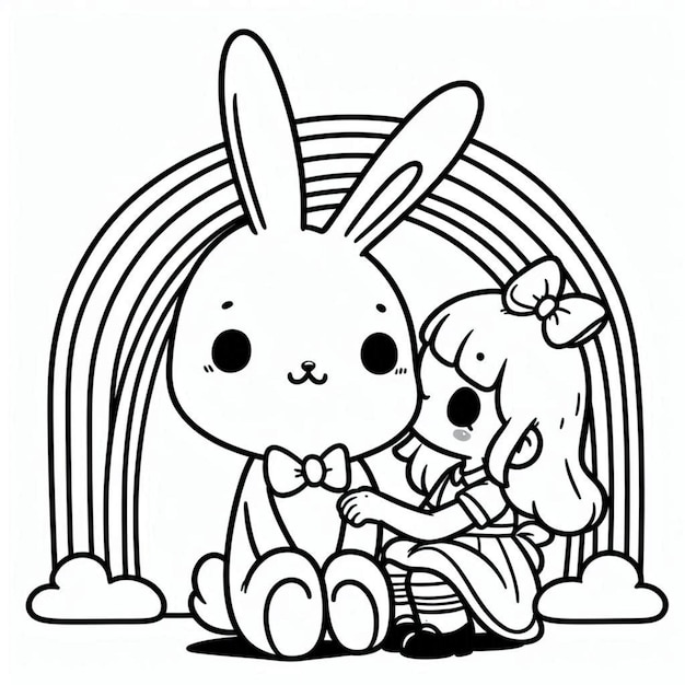 Rabbit coloring page ai generated