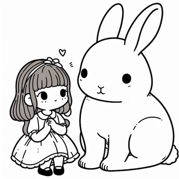 Rabbit coloring page for children ai generated