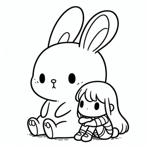 Rabbit coloring page for children ai generated